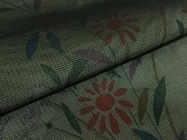 平和屋着物▽訪問着 無双 紗袷 紗×絽 草花文 黒地 銀彩 正絹 逸品 AABN2679jh