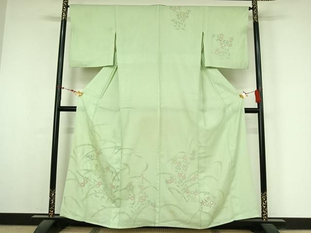 平和屋着物▽訪問着 無双 紗袷 紗×絽 草花文 銀彩 正絹 逸品 AABN2729jh