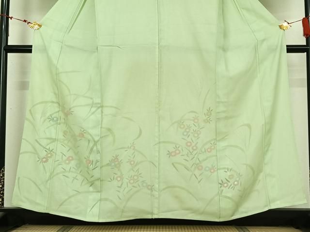 平和屋着物▽訪問着 無双 紗袷 紗×絽 草花文 銀彩 正絹 逸品 AABN2729jh