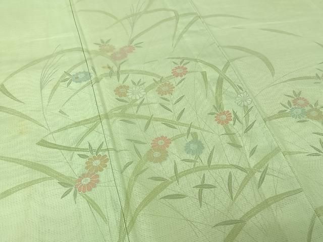 平和屋着物▽訪問着 無双 紗袷 紗×絽 草花文 銀彩 正絹 逸品 AABN2729jh