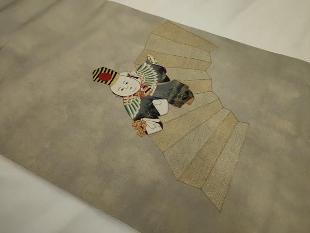 平和屋着物◎西陣 谷武樹 太鼓柄袋帯 総刺繍 童子文 金糸 証紙付き 正絹 逸品 AABN2766ps