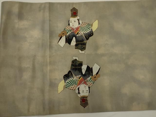平和屋着物◎西陣 谷武樹 太鼓柄袋帯 総刺繍 童子文 金糸 証紙付き 正絹 逸品 AABN2766ps