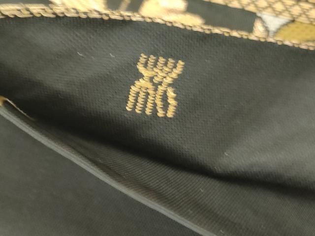 平和屋着物◎六通柄 本袋帯 亀甲花文 黒地 金糸 正絹 逸品 AABN2777ps
