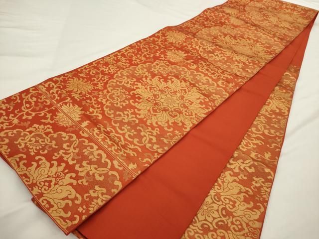 平和屋着物◎六通柄袋帯 花唐草文 金糸 正絹 逸品 AABN2778ps
