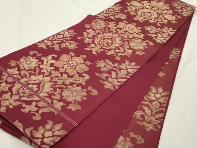 平和屋着物◎六通柄京袋帯 更紗花文 金糸 正絹 逸品 AABN2789ps