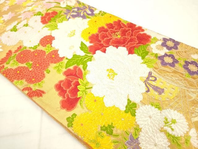 平和屋着物◎六通柄袋帯 唐織 花車文 金糸 正絹 逸品 AABN2807ps