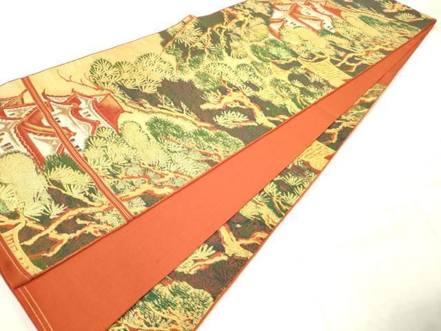 平和屋着物◎六通柄 京本袋帯 風景松文 金糸 正絹 逸品 AABN2810ps