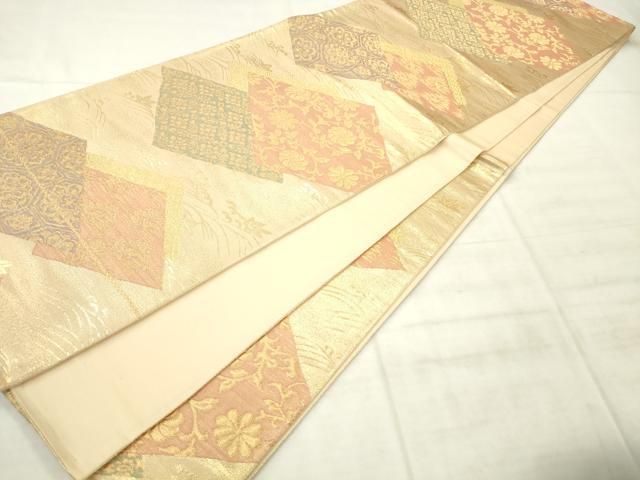 平和屋着物◎六通柄袋帯 花菱文 金糸 正絹 逸品 AABN2813ps