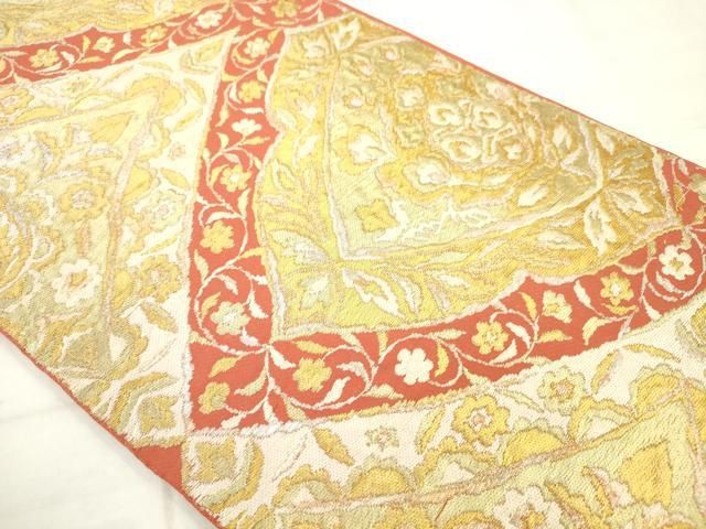 平和屋着物◎六通柄 京本袋帯 花菱文 金銀糸 三越扱い 正絹 逸品 AABN2816ps