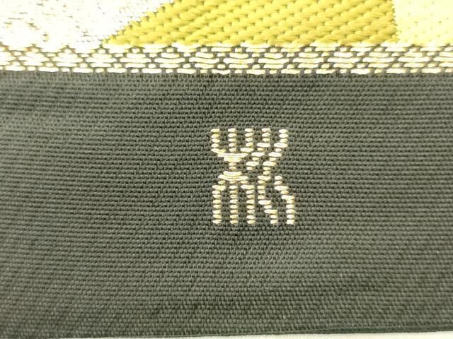 平和屋着物◎六通柄 本袋帯 抽象文 黒地 金糸 正絹 逸品 AABN2822ps