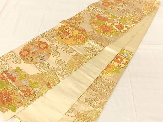 平和屋着物◎六通柄袋帯 花丸文 金銀糸 正絹 逸品 AABN2868dk