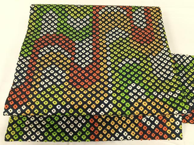 平和屋着物◎全通柄九寸名古屋帯 総絞り 幾何学柄 正絹 逸品 AABN2878dk
