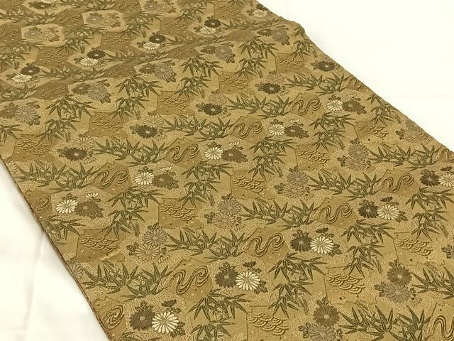 平和屋着物◎アンティーク 大正ロマン 丸帯 流水花文 金糸 正絹 逸品 AABN2879dk