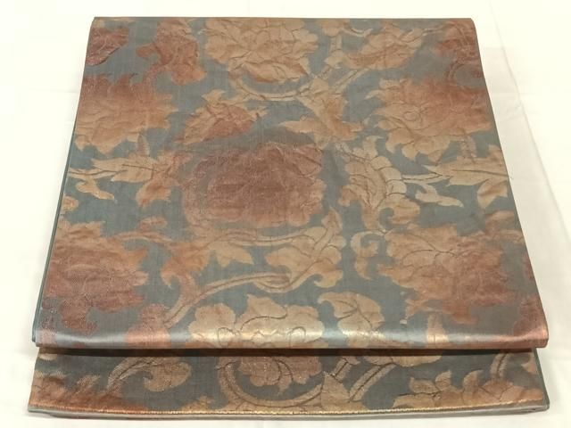 平和屋着物◎六通柄袋帯 更紗花文 金糸 正絹 逸品 AABN2900dk