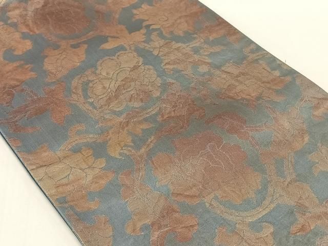 平和屋着物◎六通柄袋帯 更紗花文 金糸 正絹 逸品 AABN2900dk