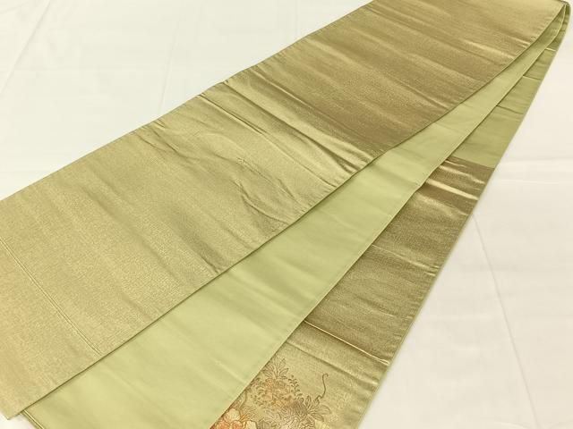 平和屋着物◎太鼓柄袋帯 飾花文 金彩 正絹 逸品 AABN2905dk
