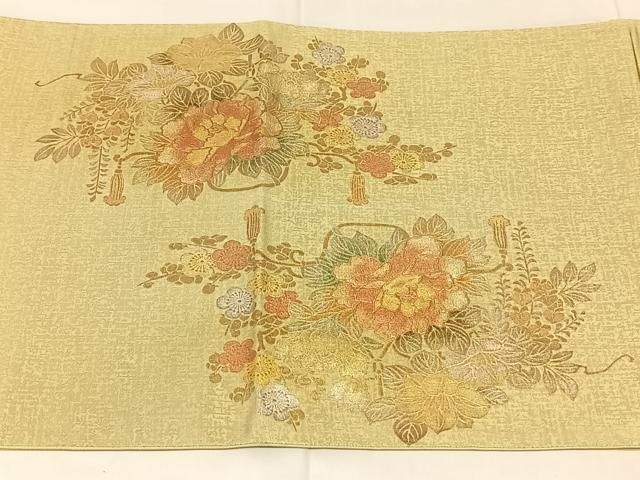 平和屋着物◎太鼓柄袋帯 飾花文 金彩 正絹 逸品 AABN2905dk