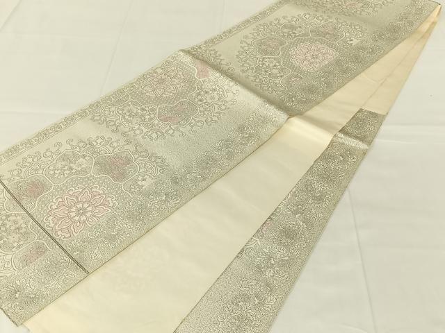 平和屋着物◎六通柄袋帯 九百紋織錦 プラチナ箔 正絹 逸品 AABN2919dk