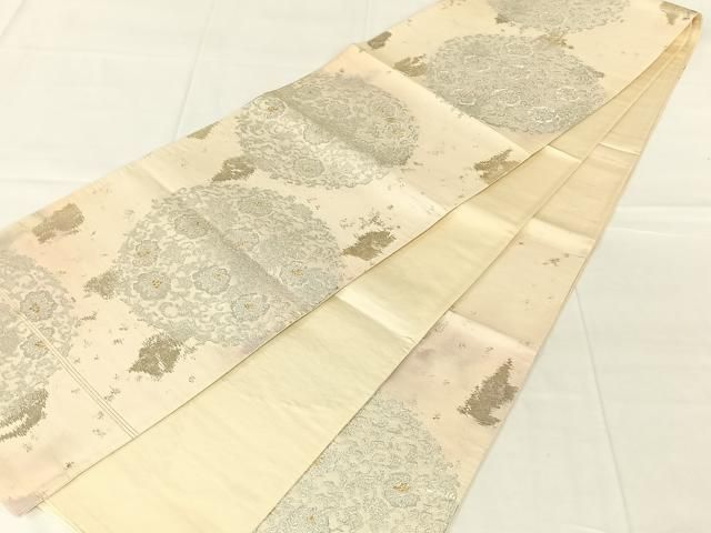 平和屋着物◎六通柄袋帯 花唐草文 金銀糸 正絹 逸品 AABN2920dk