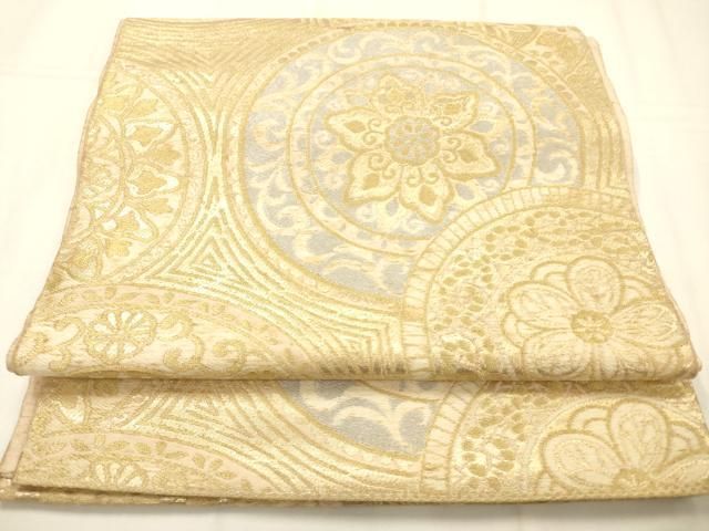 平和屋着物◎六通柄袋帯 花丸文 金糸 正絹 逸品 AABN2922ps