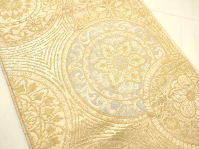 平和屋着物◎六通柄袋帯 花丸文 金糸 正絹 逸品 AABN2922ps
