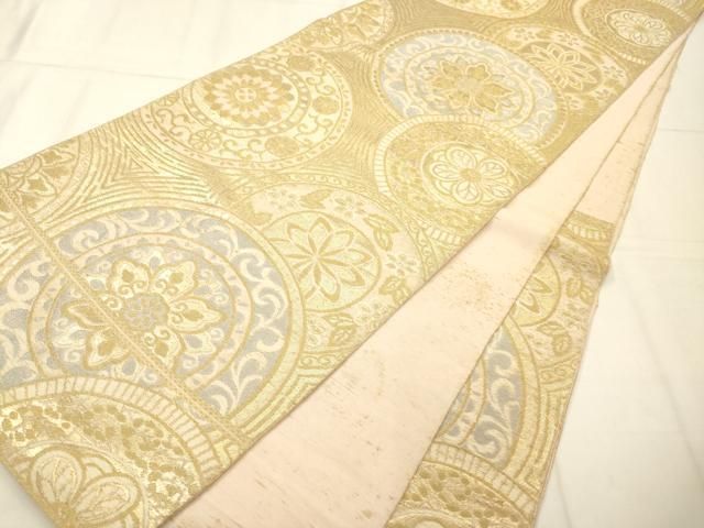 平和屋着物◎六通柄袋帯 花丸文 金糸 正絹 逸品 AABN2922ps