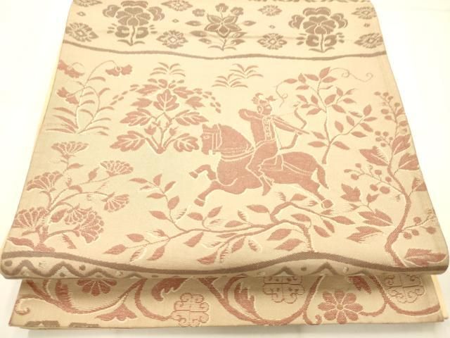 平和屋着物◎六通柄袋帯 狩猟花文 正絹 逸品 AABN2923ps