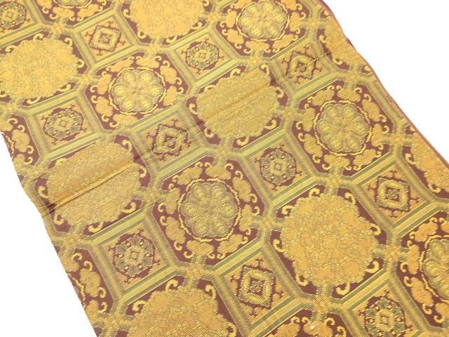 平和屋着物◎六通柄袋帯 天井花文 正絹 逸品 AABN2931ps