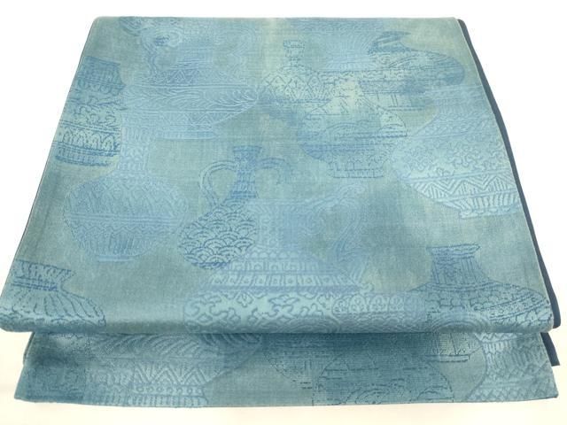 平和屋着物◎六通柄袋帯 陶器文 正絹 逸品 AABN2933ps