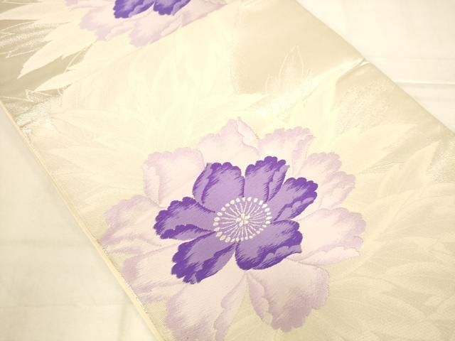 平和屋着物◎六通柄袋帯 唐織 舞花文 銀糸 正絹 逸品 AABN2954ps