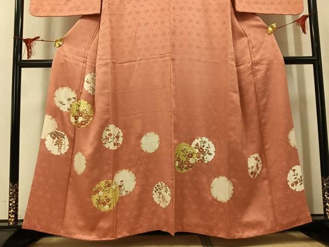 平和屋着物●訪問着 絞り 駒刺繍 雪輪花文 金彩 正絹 逸品 AABN2962ph