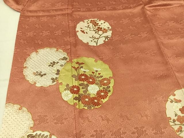 平和屋着物●訪問着 絞り 駒刺繍 雪輪花文 金彩 正絹 逸品 AABN2962ph