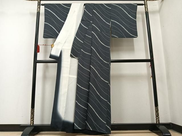 平和屋着物●上質な小紋 作家物 絞り 流水花文 正絹 逸品 AABN2967ph