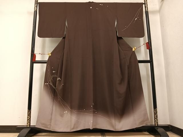 平和屋着物●訪問着 駒刺繍 枝花文 暈し染め 金彩 正絹 逸品 AABN2971ph