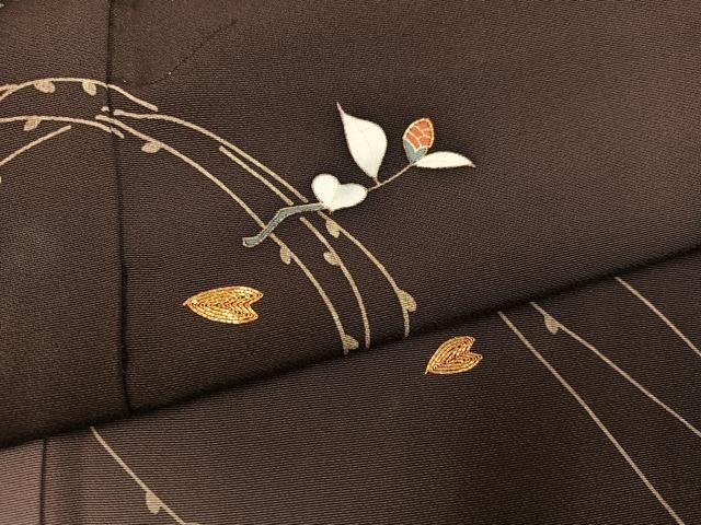 平和屋着物●訪問着 駒刺繍 枝花文 暈し染め 金彩 正絹 逸品 AABN2971ph