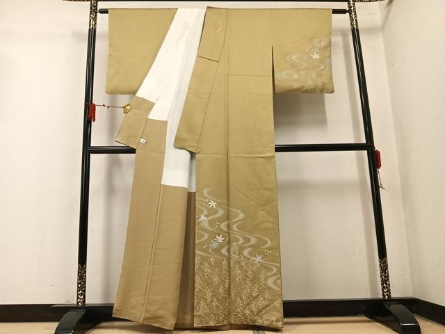 平和屋着物●訪問着 刺繍 竜田川 銀糸 正絹 逸品 AABN2975ph