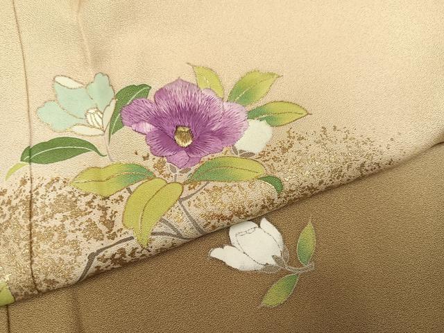 平和屋着物●西陣 京の名門 じゅらく謹製 帝王紫(古代帝王紫) 訪問着 刺繍 枝花文 暈し染め 金彩 正絹 逸品 AABN2977ph