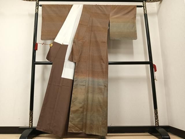 平和屋着物●石川県指定無形文化財 牛首紬 白山工房 手織り 訪問着 横段霞文 暈し染め 正絹 逸品 未使用 AABN2983ph