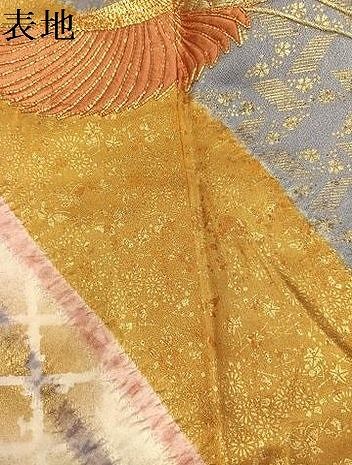 平和屋着物●豪華振袖 絞り 駒刺繍 飛鶴文 金彩 正絹 逸品 AABN2984ph