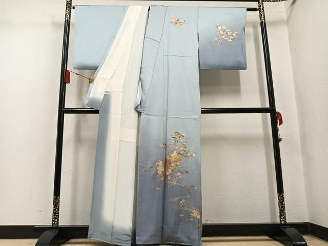平和屋着物●金彩友禅 卓越技能者・名工・和田光正 訪問着 風景花文 暈し染め 金銀彩 正絹 逸品 AABN3000ph