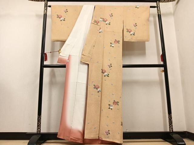 平和屋着物●上質な小紋 椿 鬼しぼ縮緬 鈴乃屋扱い 正絹 逸品 AABN3014ph