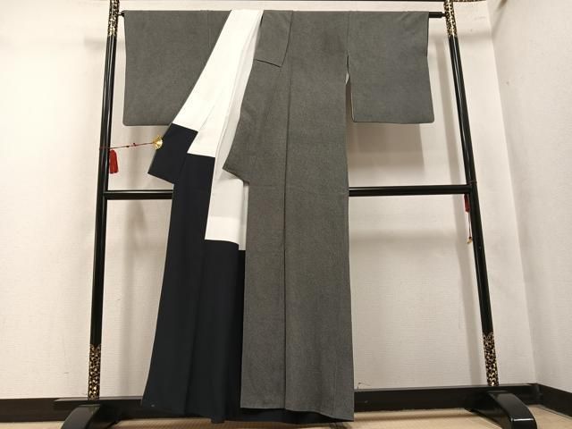 平和屋着物●江戸小紋 鮫小紋柄 黒地 正絹 逸品 AABN3039ph