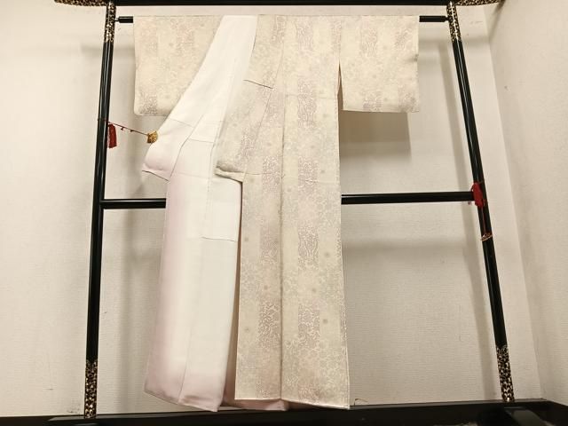平和屋着物●上質な小紋 型染め 草花間道 正絹 逸品 AABN3068ph