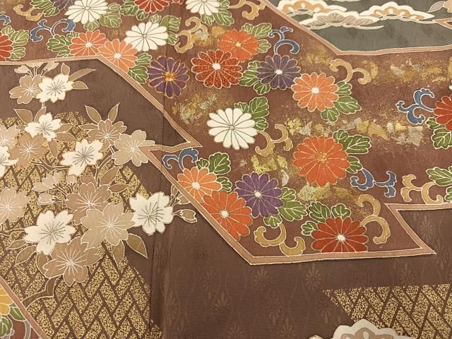 平和屋着物●訪問着 駒刺繍 吉祥花唐草文 金彩 正絹 逸品 AABN3075ph