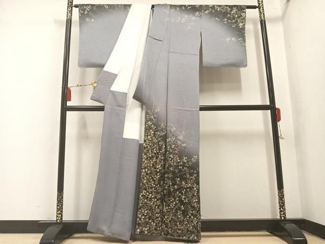 平和屋着物●訪問着 刺繍 草花文 暈し染め 金彩 正絹 逸品 未使用 AABN3083ph