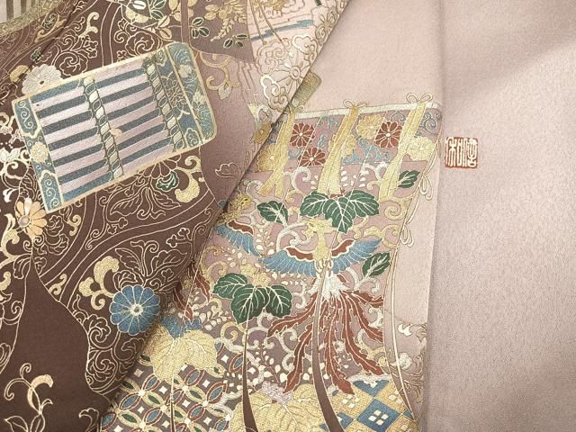 平和屋着物●玉虫金彩 加藤信和 訪問着 螺鈿 几帳唐草文 暈し染め 金銀彩 正絹 逸品 AABN3085ph