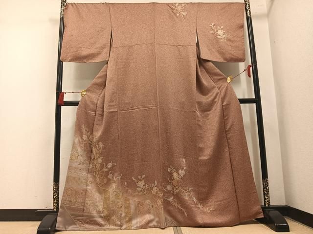 平和屋着物●中国三大刺繍 スワトウ刺繍 汕頭刺繍 総刺繍 訪問着 花蝶文 暈し染め 正絹 逸品 AABN3097ph