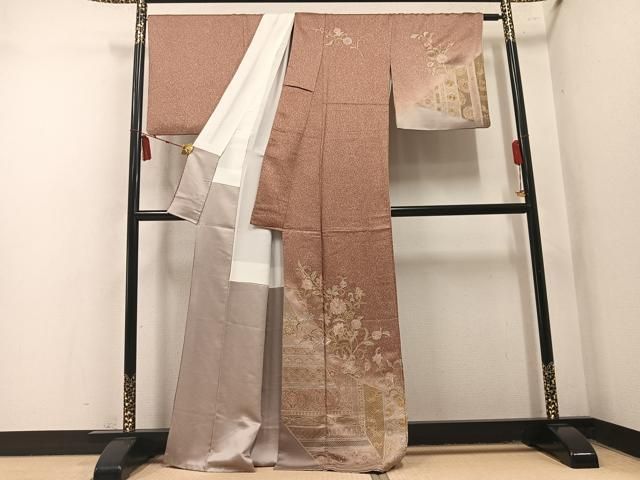 平和屋着物●中国三大刺繍 スワトウ刺繍 汕頭刺繍 総刺繍 訪問着 花蝶文 暈し染め 正絹 逸品 AABN3097ph
