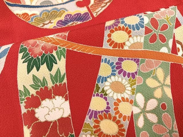 平和屋着物●豪華振袖 作家物 花鞠文 金彩 鬼しぼ縮緬 正絹 逸品 AABN3099ph