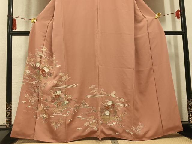 平和屋着物●訪問着 草花文 正絹 逸品 AABN3102ph